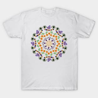 CREEPY EYES  AND PURPLE FINGERNAILS WITH WITCHES HATS AND LOLLYPOPS HALLOWEEN DESIGN BY CRADOX MANDALA T-Shirt